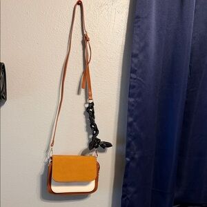 Stylish Tan and White Crossbody Bag